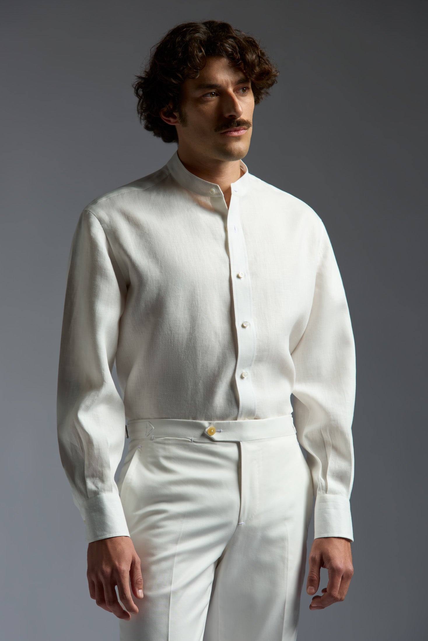 Frescolino Band Collar Long Sleeves Shirt 3XL / White Frescolino Band Collar Long Sleeves Shirt 3XL / White