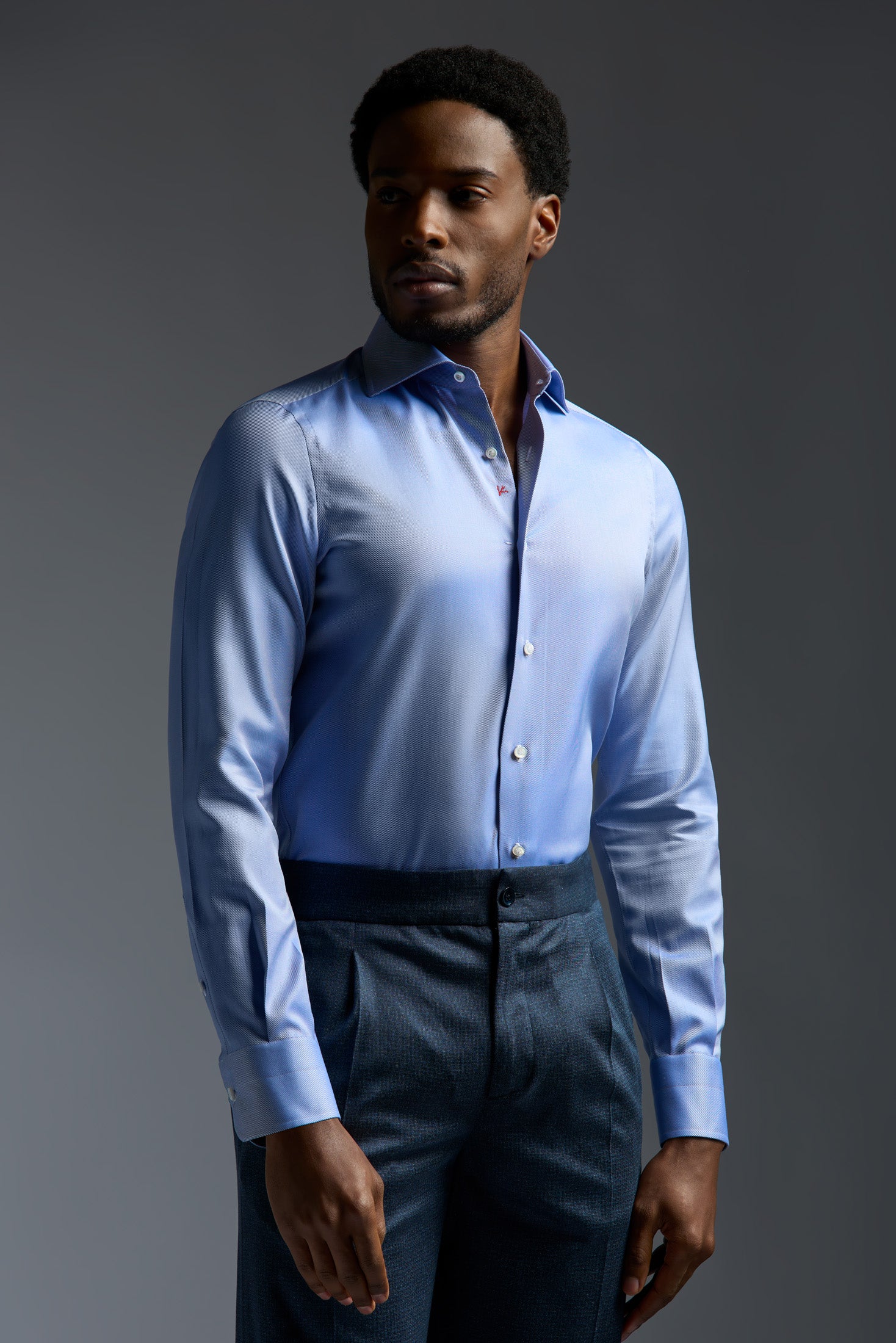 Cotton Mix Dress Shirt 38 / Blue Twill Cotton Mix Dress Shirt 38 / Blue Twill